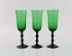 Simon Gate for 
Orrefors. Three 
Salut champagne 
glasses in 
green mouth 
blown art 
glass. Swedish 
...