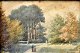 Thornley, J (19./20 årh.) England: Scene fra en park. Akvarel. Signeret: J. Thornley 1885. 11 x ...