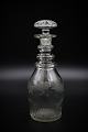 Old 1800 century mouth blown glass carafe with leaf vine grinding. 
Height: 20cm.