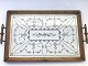 Blue fluted 
earthenware 
tray, 44cm 
wide, 28cm deep 
* The tray's 
wooden frame is 
in poor 
condition *