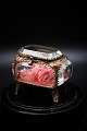 Old French 
jewelry box in 
bronze and 
faceted glass, 
silk ...