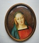 Miniature 
portrait of 
young beautiful 
girl in metal 
frame