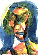 Gislason, Jon (1955-): Komposition. Akvarel på papir. Sign. Jon Gislason 98. 34 x 24 cm.Uden ...