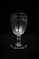 Gammelt Fransk souvenir vin glas med graveret skrift og dekorationer. "Souvenir de la ...
