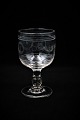 Gammelt Fransk souvenir vin glas med graveret skrift og dekorationer. "Souvenir de la ...