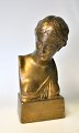 Bronze bogstøtte i form af klassisk kvinde, ca. 1900. Højde: 18 cm. Perfekt stand!
