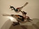 2 gamle gamle glasornamenter - håndmalet fugl og påfugl på sølvfarvet glas med hale af ...