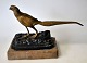 Bronze figure of gold pheasant, 19th century. With black-painted base. On plinth of marble. ...