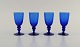 Monica Bratt 
for Reijmyre. 
Fire shotglas i 
blåt mundblæst 
kunstglas. 
Svensk design, 
midt ...