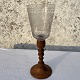Tysk Glas med graveringer og senere træfod, 1800 tallet,  23,5cm høj, 8,5cm i diameter *Pæn stand*