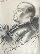 Ebbe Sadolin (1900-82):Portræt af violinisten Mischa Elman (1891-1967).Kul på papir monteret ...