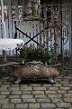 Stor gammel fransk blomster jardiniere i jern med fin patina.H:27cm. L:60cm. ...