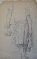 Tornøe, Wentzel (1844 - 1907) Danmark: Skitse - en pige med dukke. Bly på papir. Verso stemplet. ...