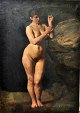 Danish artist 
(19th century): 
A female model 
by a rock.