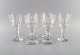 Baccarat, France. Six art deco red wine glasses in clear mouth-blown crystal 
glass. 1930s.
