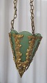 6 sidet entre 
hængelampe i 
bronze med 
grønt glas, ca. 
1880 - 1900. 
H.: 25 cm. Dia: 
16 cm. Højde 
...