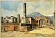 Gallo, Giovanni (20. årh.) Italien: Pompei. Tempio di Giave. Akvarel. Signeret. 13 x 19 ...