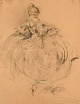 Louis Icart (1888-1950). Kridt på papir. Dansende kvinde. 1920/30'erne.  Papiret måler: 43,5 x ...