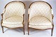 Et sæt af to louise seize stole i poleret mahogni med lyst dekoreret stof fra 1880'erne. Står i ...