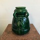 Stor lertøjs vase fra S:t Eriks i Upsala med grøn glasur, 4 hanke og relief motiv af 3 ugler på ...