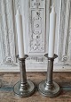 Pair of 
beautiful 1800s 
tin 
candlesticks 
with pearl edge
