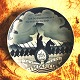 Stor platte fra 
Royal 
Copenhagen. 
Formgivet af 
Arnold Krogh. 
Mindeplatte: 
"Frem Gik De 
Danske ...
