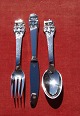 The Emperor’s New Suit children's cutlery of 
Danish solid silver. Set spoon, knife & fork