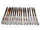 Royal 
Copenhagen Full 
Saxon Flower 
set of 15 rare 
dessert knifes 
with gilded 
silver knife 
blades ...