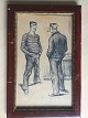 Eigil Petersen (1875-1917):2 sømænd i samtale.Tusch på papir.Sign.: usigneret2 tegninger ...