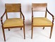 Et par armstole i håndpoleret mahogni af dansk empire stil med intarsia i ryggen af stolen fra ...