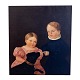 Danish 
painting, oil, 
siblings with a 
dog