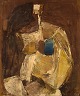 Pär Lindblad (1907-1981), svensk kunstner. Olie på lærred. Abstrakt kvindefigur. 
Midt 1900-tallet.
