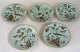 Kinesiske tallerkener, Canton, 19. årh. Polykrom dekoration med fugle, frugter, blomster og ...