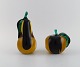 To Salviati Murano skulpturer / bogstøtter i mundblæst kunstglas. Æble og pære. Italiensk ...