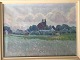 Maleri Max Nathan 1943 - Landskab med kirke