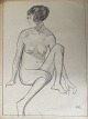 Robert Büchtger (1862-1951):Studie af nøgen kvinde.Kul på papir.Sign.: RB.Uden ...