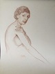 Robert Büchtger (1862-1951):Studie af nøgen kvinde.Rødkridt på papir.Sign.: RB.Uden ...