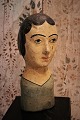 Dekorativt , originalt antikt fransk paryk hoved ( Millinerey head ) fra 1800 tallet i bemalet ...