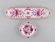 Meissen Pink Indian pennebakke og askebæger i håndmalet porcelæn. Lyserøde blomster og ...