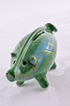 Fin gammel sparegris fra Knabstrup. Keramik grøn glaseret gris, længde 19 cm. højde 8 cm. Fin ...