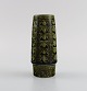 Palshus vase in glazed stoneware with patterned decoration. Beautiful glaze in 
dark green shades. 1960s.
