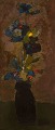 Jean Marie Pons (1913-205), fransk kunstner. Olie på plade. Modernistisk stilleben med blomster. ...