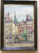 Kai Molter 
(1903-77):
Gadeparti fra 
København med 
Helligåndskirken 
i baggrunden 
1959.
Tusch og ...