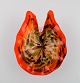 Murano skål i polykromt mundblæst kunstglas. Orange baggrund. Italiensk design, ...