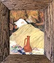 L.R. Michaelis, 
Olie på plade i 
egetræsramme. 
Motiv efter 
Abel Pann 42.
Mål: 34,5 x 30 
cm. ...