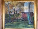 Poul Halby 
(1885-1941):
Haveinteriør 
med skur.
Olie på 
lærred.
Sign.: Poul 
Halby
bagpå andet 
...