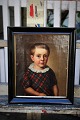 Dekorativt , 
lille 1800 tals 
børne portræt 
maleri , ...