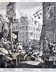 Hogart, William 
(1697 - 1764) 
England: Beer 
Street. 
Kobberstik. 
Signeret 
1750. 37 x 30 
...