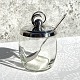Marmelade glas med sølvpletlåg, 12cm høj, 7,5cm i diameter *Perfekt stand*