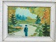 Knud Horup 
(1926-73):
Person i 
skovlysning.
Olie på 
lærred.
Sign.: Horup
30x43 (42x55)